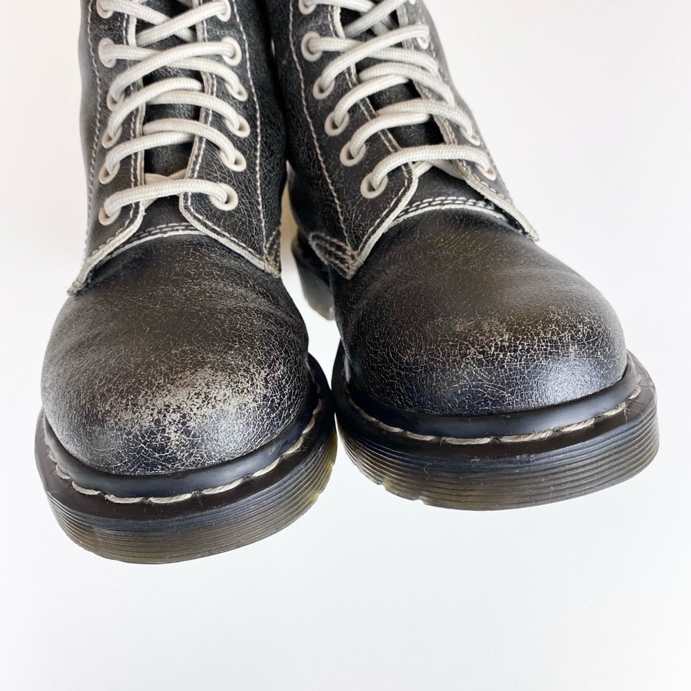 RARE Dr. Martens Pascal Leather 8-Eyelet Boots in Black/White Cristal Suede 5 - Picture 6 of 12